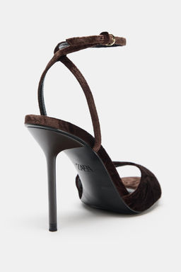 VELVET-EFFECT HEELED SANDALS - Zara фото 4