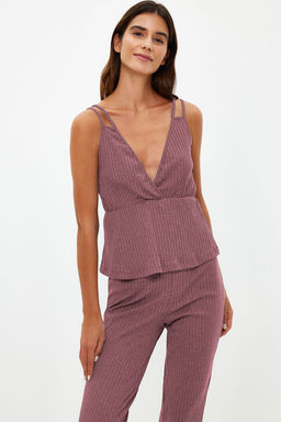 Trendyolmilla Antrasit Fitilli Ip Ask?l? Orme Pijama Tak?m? THMSS21PT0125 фото 23