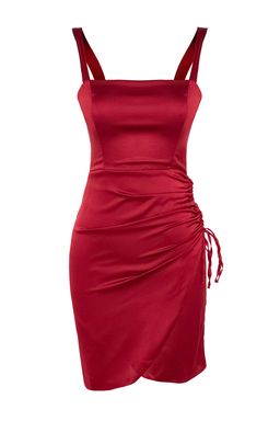 Trendyolmilla Bordo Buzgulu Dokuma Saten K?sa S?k Abiye Elbise TPRSS21EL2287  фото 7