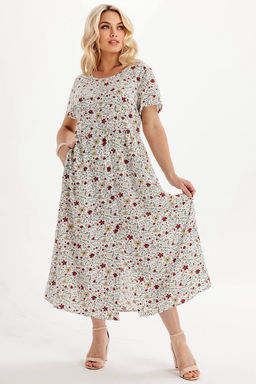 Платье штапель 5915/100/Молочный, бордовый