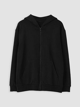 Kap??onlu Erkek ?ocuk Fermuarl? Sweatshirt