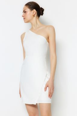 Ekru Vucuda Oturan Tek Omuzlu Mini Astarl? Dokuma Elbise TWOSS23EL01757 - Trendyolmilla фото 3