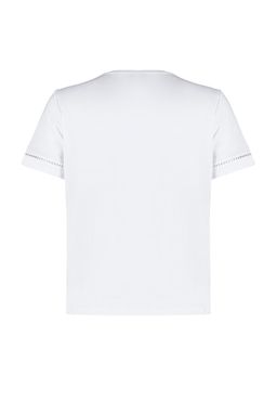 TRENDYOLMILLA Beyaz %100 Pamuk Isleme Detayl? Basic Bisiklet Yaka Orme T-Shirt TWOSS23TS00012 фото 8