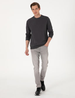 Antrasit 2 _plik Regular Fit Bisiklet Yaka Basic Sweatshirt - Pierre cardin фото 4