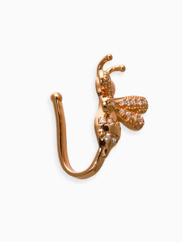 Серьга кафф «Пчела», цвет белый в золоте