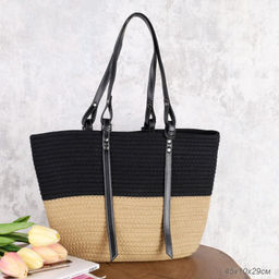 Сумка плетеная 45x29x16x26 / DW-09 /уп 1/коричнево-черная