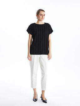 Bisiklet Yaka Dokulu Kad?n Ti??rt