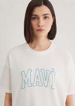 Mavi Logo Bask?l? Beyaz Tisort  фото 5