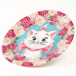 Цена за 10 шт. Тарелка одноразовая бумажная "С Днем Рождения!", 18 см, Коты Аристократы