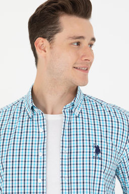 U. S. Polo Assn Erkek Kareli Turkuaz G_mlek Sepette S_rpriz _ndirim - U.s. polo assn фото 4