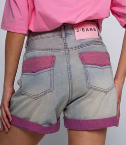 Джинсовые шорты #КТ6287, голубой,розовый