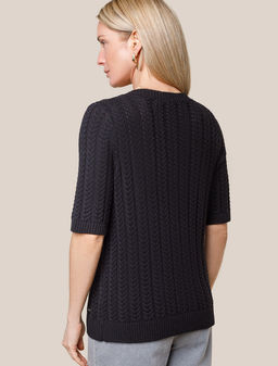 Джемпер фактурной вязки из хлопка с кашемиром - Vilatte фото 4