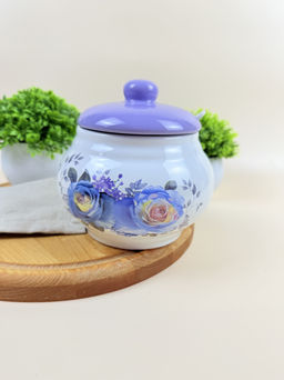 Сахарница Lavenir "Сиреневый букет" 600 мл, 12,5 см HC210-P85 с ложкой доломит 54691