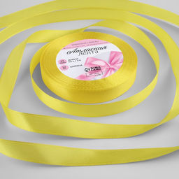 Цена за 4 шт. Лента атласная, 12 мм, 23±1 м, жёлтая №15