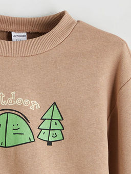 Bask?l? Erkek ?ocuk Sweatshirt ve E?ofman Alt 2li