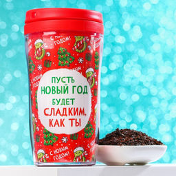 Чай чёрный Новый год будет сладким в термостакане 250 мл., вкус: яблочный штрудель, 20 г.