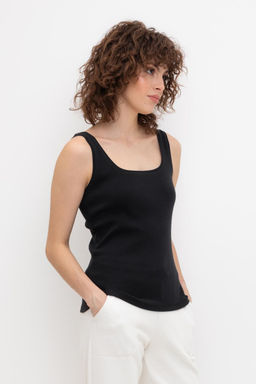 Майка Very Neat ЕВТ 3060/24 из трикотажа в рубчик черный  фото 3