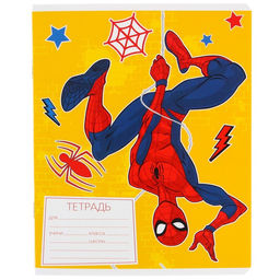 Цена за 10 шт. Тетрадь 12 листов, линейка, Человек-паук 5 видов МИКС - Marvel фото 9