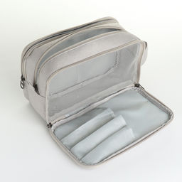 Косметичка дорожная на молнии с ручкой, с 3 отделами, Good trip, серая - Simaland фото 3