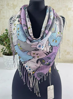 K13589 Платок 90/90 хлопок БИРЮЗОВЫЙ