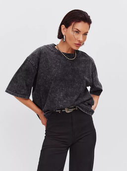 K12360 Футболка OVER SIZE (плотный хлопок) ЧЕРНЫЙ