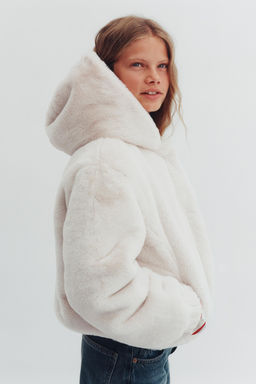 FAUX FUR HOODED JACKET - Zara фото 8