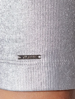 Футболка облегающая из хлопка в рубчик с U вырезом и матовым покрытием металлик - Vilatte фото 7