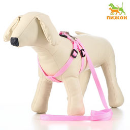 Комплект Базис, поводок 120 х 1,5 см, ОГ 32-46 см, розовый