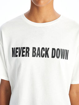 Bisiklet Yaka Bask?l? K?sa Kollu Kad?n Spor Ti??rt