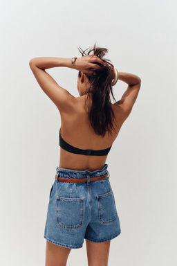 Z1975 DENIM PAPERBAG BERMUDA SHORTS WITH BELT - Zara фото 12