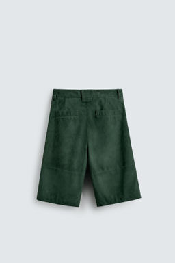 RELAXED FIT LEATHER SUEDE BERMUDA SHORTS - Zara фото 9