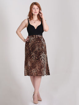 Юбка леопардовая с разрезом - Almond фото 4