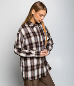 Рубашка #КТ225 (5), коричневый,белый - Dommod фото 2