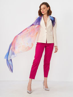 Большой, мягкий, тонкий и очень нежный двусторонний палантин с рисунком в стиле арт-деко - Tantino фото 4