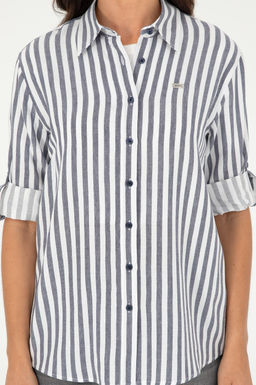 Женская темно-синяя рубашка с длинным рукавом - U.s. polo assn фото 6