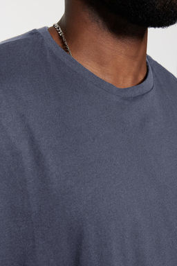 Buyuk Beden Antrasit Oversize/Genis Kesim %100 Pamuklu T-Shirt TMNSS23TS00139