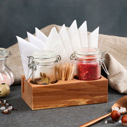 Подставка для приправ и зубочисток Доброе дерево «Салфетница», 14×8×4 см, массив бука