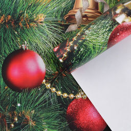 Цена за 10 шт. Упаковочная бумага на новый год «Праздник у ёлки», 50 х 70 см, глянцевая