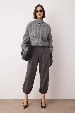 Kahverengi Yuksek Bel Dokuma Salvar Pantolon TWOAW26PL00169 - Trendyolmilla фото 8