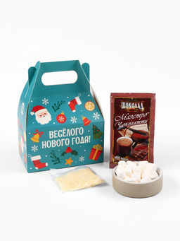 Подарочный набор новогодний С новым годом: маршмеллоу, вкус: пломбир, 40 г, горячий шоколад, вкус: орех, 25 г, карамель взрывная, 15 г - Фабрика счастья фото 2