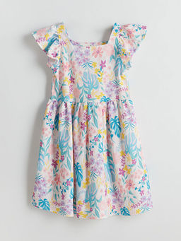 ?i?ekli Diz ?st? F?rf?rl? K?z ?ocuk Elbise