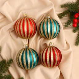 Ёлочные игрушки Марианн, шары новогодние, d=8 см, набор 4 шт., МИКС