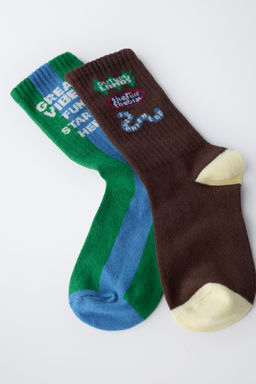 2-PACK OF LONG TEXT PRINT SOCKS - Zara фото 2