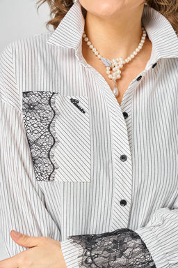 Блуза EVA GRANT 5002 белый в полоску