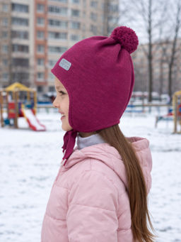 Шапка вязаная малина