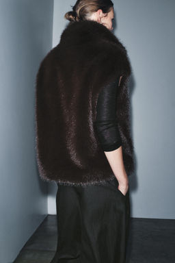 ZW COLLECTION FAUX FUR WAISTCOAT - Zara фото 3