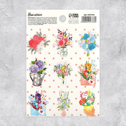 Цена за 10 шт. Наклейки детские для подарков и цветов «Букет цветов», c раскраской на обороте, 11×15.5 см