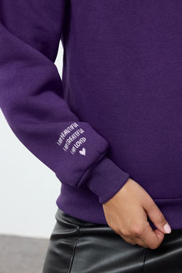 Mor Nak?sl? Regular/Normal Kal?p Kal?n Ici Polarl? Orme Sweatshirt TWOAW25SW00176
