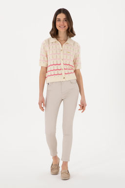 Kad_n Bej Toothpick Fit Kanvas Pantolon