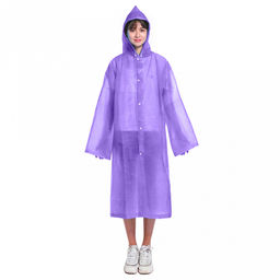 Дождевик-плащ 63х117см, на кнопках, EVA, цвета в ассортименте: голубой; фиолетовый, в п/эт пакете (Китай)